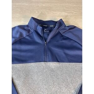 Nike Golf Casual Mens Pullover 1/4 Zip Long Sleeve Shirt Navy Gray XL Polyester
